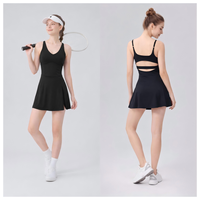 Rok Tenis Tanpa Lengan Bernapas Model Ketat Anti Geser Warna Solid untuk Olahraga Golf dan Aktivitas Lainnya untuk Wanita