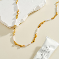 Collier ras du cou en acier inoxydable avec lune et perle, chaîne maillée, pour femme, étanche, accessoires de clavicule, bijoux de cou