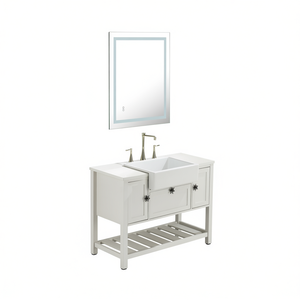 Espejo de baño rectangular con iluminación LED, antivaho, regulable, para montar en la pared. - Product Image 1