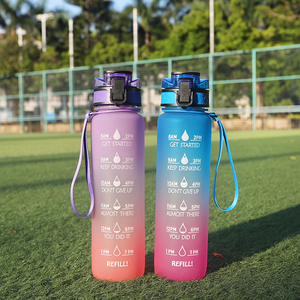 <span class=keywords><strong>Bouteille</strong></span> d'eau en plastique en Tritan pour entraînement et sport, 1000ml/32OZ, avec marqueurs de temps et mesures - Product Image 5