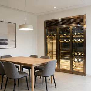 Enfriador de Vino de Acero Inoxidable de Fábrica Foshan, Enfriador Dorado Independiente con Vitrina Integrada, Refrigeradores Eléctricos - Product Image 6