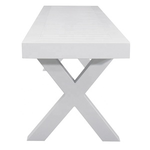 Nouvelle banquette moderne en <span class=keywords><strong>aluminium</strong></span> <span class=keywords><strong>blanc</strong></span> pour l'extérieur, patio, <span class=keywords><strong>jardin</strong></span>, parc, 3 places - Product Image 3