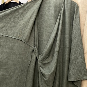 1436 #   Nuevo Cárdigan de Lino Suave con Cordones y Pliegues, Abaya Abierta Elegante, Estilo Musulmán Islámico Árabe - Product Image 4