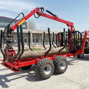 Forst ausrüstung Traktor Zapfwelle hydraulischer Holzlade anhänger, Holz anhänger, Holz wagen mit Kran greifer