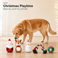 Jouet pour chien de Noël en forme de dessin animé, en corde de coton, à mâcher et couineur, fournitures pour animaux de compagnie, best-seller transfrontalier, ensemble de jouets pour chien