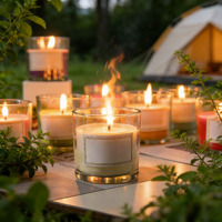 Bougie parfumée en verre transparent simple avec bord doré, base en cire de soja, boîte cadeau en papier, décoration de table de chambre à coucher, vente en gros