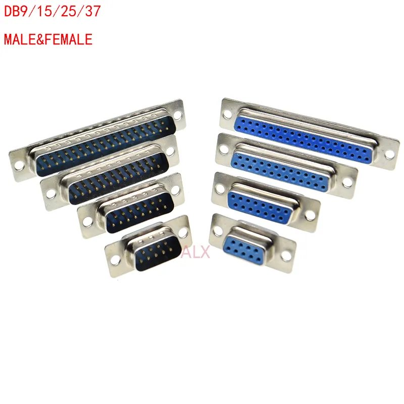 DB9 DB15 DB25 DB37 구멍/핀 여성/남성 파란색 용접 커넥터 RS232 직렬 포트 소켓 DB D-SUB 어댑터 9/15/25/37 핀