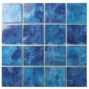 Impresión de chorro de tinta con patrón cuadrado <span class=keywords><strong>azul</strong></span>, azulejos de cerámica para <span class=keywords><strong>piscina</strong></span>, mosaico para nadar, 73x73, precio directo de fábrica - Product Image 2