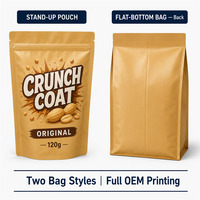 Sachet Doypack refermable à fenêtre pour cacahuètes croustillantes enrobées, emballage alimentaire de qualité pour snack-bars, chewing-gums et wasabi