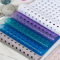 Tapis de douche antidérapant en PVC écologique avec ventouses, trous de drainage, motif diamant, lavable, pour baignoire