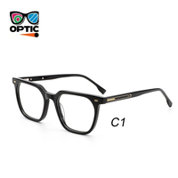 Monture de lunettes carrée en acétate de haute qualité pour hommes avec détails décoratifs en métal pour verres correcteurs
