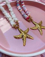 Vente en Gros de Bijoux Artificiels Exagérés Pierre Naturelle Perle Coquillage Plaqué Or Pendentif Collier de Perles Bijoux pour Femmes