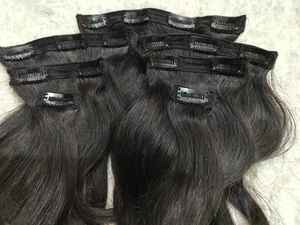 Vaste sélection de 100% extensions de cheveux humains vierges européens Remy à clip dans les extensions de cheveux clips de trame machine de haute qualité - Product Image 6