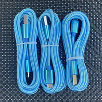 Kabel Pengisi Daya Nylon 2M untuk iPhone, Kabel Data USB ke 8 Pin, Tipe-C, Micro, Pengisian Cepat, Android, Kabel Data Kepang 1M