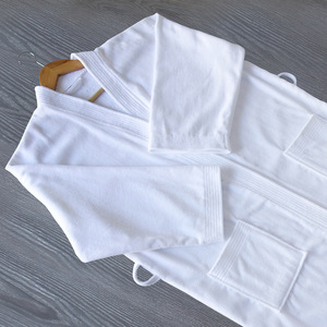 Accappatoio in Spugna di Cotone 100% <span class=keywords><strong>Bianco</strong></span> con Colletto <span class=keywords><strong>Kimono</strong></span> per Hotel e Spa, per Uomo e <span class=keywords><strong>Donna</strong></span> - Product Image 4