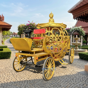 Chariot de balade électrique en forme de citrouille, édition limitée, style européen, pour mariages et visites touristiques, avec sculpture dorée - Product Image 1