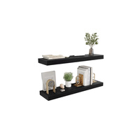Estantes Flotantes de Madera Maciza Rústica Personalizables con Borde Natural y Soporte Invisible de Doble Nivel - Juego de 2 de 36 Pulgadas para Sala de Estar