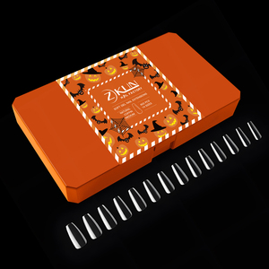 Embouts d'ongles à couverture complète pour cercueil Embout d'<span class=keywords><strong>ongle</strong></span> transparent en gel doux Autocollant d'étiquette personnalisé pour <span class=keywords><strong>Halloween</strong></span> Boîte <span class=keywords><strong>orange</strong></span> 602 pièces Embouts d'<span class=keywords><strong>ongle</strong></span> - Product Image 2