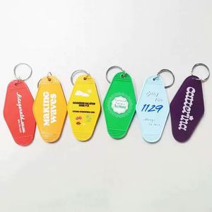 Design Promotional Custom logo Color Material Key TAB Blank Plastic Vintage Vintage Motel Rooms Hotel <b>Keychain</b> - Product Image 1