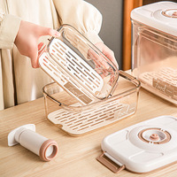 Boîte de conservation sous vide pour réfrigérateur, bac de drainage, grande capacité, conteneurs de stockage alimentaire, boîte transparente pour fruits et congélateur