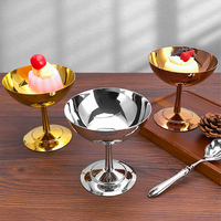 Vaso para Helado en Forma de Copa, Acero Inoxidable 304, Pulido Espejo, para Bebidas Frías, Cócteles, Postres