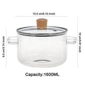 Ours mignon ustensiles de cuisine ménagers pot à soupe bol à salade à grains verticaux <span class=keywords><strong>nouilles</strong></span> instantanées haute borosilicate double oreilles pot en verre - Product Image 4
