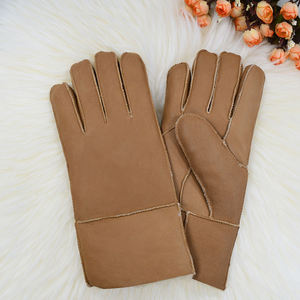 Handmade 100% Sheepskin <b>Fur</b> <b>Gloves</b> Winter Warm Soft Double Face Leather Thick Wool Lined Shearling <b>Fur</b> Cuff Cycling Casual - Product Image 6