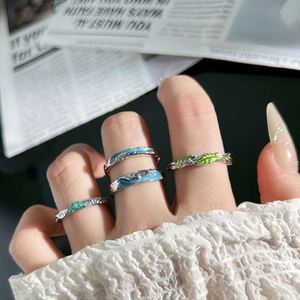 Fine Jewelry Irregular Band <b>Ring</b> Women Y2K Blue Oil Drop Minimalist Aquamarine Zircon Drop Glaze Personalized Open <b>Adjust</b> <b>Ring</b> - Product Image 2