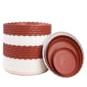 Plateaux ronds en plastique pour pots de fleurs, base de résine pour bac à eau, utilisation portable en extérieur et en intérieur, couleurs blanc et rouge brique - Product Image 5