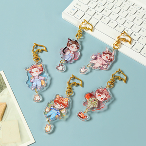 Bulk Custom Cartoon Anime Plastic Keyring Key Chains Cute Clear Printing Acrylic Keychain Charms for Bag Decoration