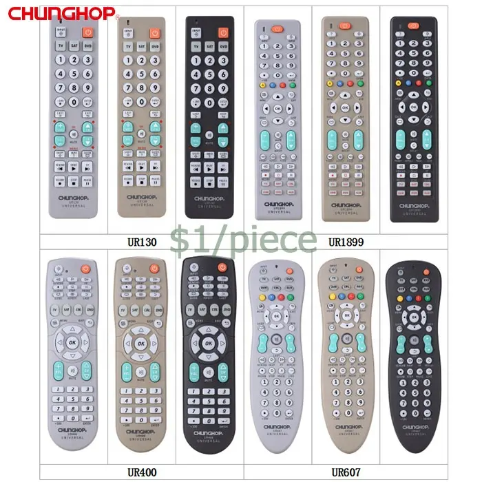 Chunghop all-in-one universal ir appliance AMP SAT CBL AUX DVR DVD TV remote control