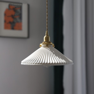 Lampe suspendue plissée en céramique rétro japonaise pour salle à manger, chambre à coucher, chevet, style nordique minimaliste, dropshipping Shopify - Product Image 3