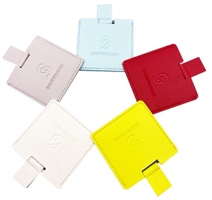 Venta al por mayor de acero inoxidable de belleza personalizada Mini espejo portátil de cuero PU bolsillo espejo de maquillaje - Product Image 5