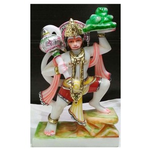 White Makrana Marble Pavan Putra Hanuman God Standing Statue - Product Image 1