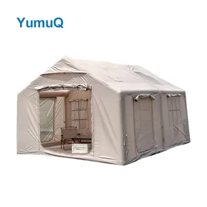 خيمة تخييم من YumuQ كبيرة الحجم وقابلة للنفخ على شكل قبة مصنوعة من القطن وكنافذ يمكن نفخها على شكل قماش أكسفورد لتعليق المنزل 4-8 أشخاص