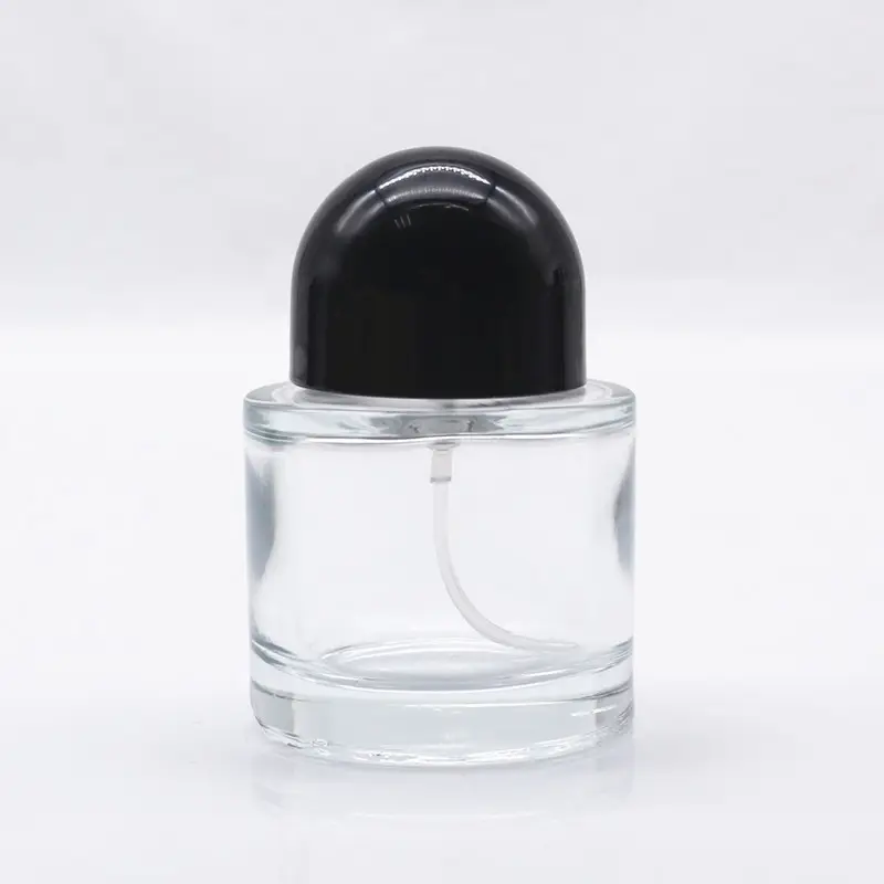 Zylinderform 30ml 50ml 100ml Glas parfüm flaschen mit Sprüh gerät und runder Kappe 1 Unze transparente Crimphals-Sprüh glasflasche