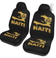 Housse de siège de voiture en polyester avec impression numérique haute définition de la carte d'Haïti, lavable, avec dos élastique, logo personnalisé, accepte les commandes en gros