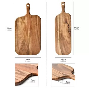 Tabla de cortar de madera rectangular, color madera natural, 41x12cm, para alimentos, café, té, camping al aire libre - Product Image 3