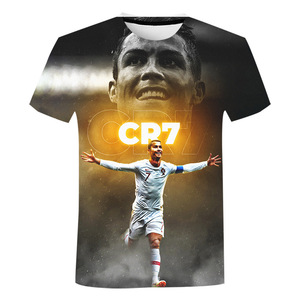 Cristiano <strong>Ronaldo</strong>-Camiseta No.7 3D Printed Shirt for Men Football Casual Round Neck Shirt Tops Star 3D Printing Shirt From Men - Product Image 4