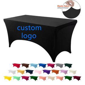 Nappes de Table en Spandex Personnalisées pour Décoration de Mariage, Couleur Noire, Élastiques, pour Banquet, Longue Table Rectangulaire, Hôtel et Fête d'Anniversaire - Product Image 1