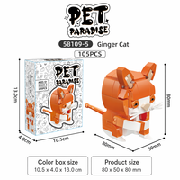 Set de Bloques de Construcción de Gato Naranja, Juguete de Construcción STEM, Ladrillos Educativos DIY, Kit de Modelo de Animal, Regalo para Niños de 6 Años en Adelante