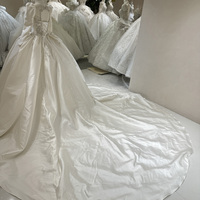 Pour Jancember DW0089 robe de mariée en Satin Empire moderne pour mariée grande taille avec dentelle cristal et appliques décoration chapelle Train