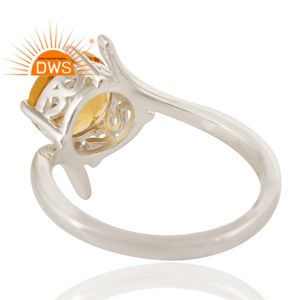 แหวนพลอยซิทรีนธรรมชาติแหวนเงินโซลิแทร์925โซลิแทร์แหวนเงินผู้ผลิตเครื่องประดับคอลเลกชันวินเทจ - Product Image 3