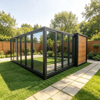 Casa Contenedor de Lujo Personalizada con Apertura Lateral, Ecológica, Modular, Móvil, con Gran Fachada Panorámica de Vidrio para Airbnb