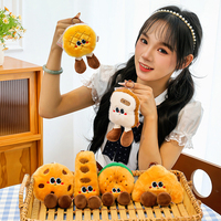 Porte-clés en peluche Kawaii en forme de produits de boulangerie, pendentif doux en forme de croissant, pain grillé, personnalisable en polyester pour sac d'enfant, vente en gros