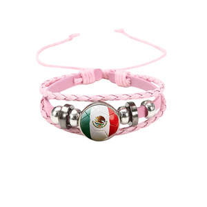 Pulsera de Cuero Tejida de Varias Capas con Diseño Creativo de Bandera Nacional y Patrón de Fútbol para Fanáticos del Fútbol Unisex - Product Image 4