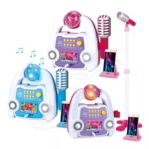 Machine de karaoké musicale multifonctionnelle éducative pour enfants avec support réglable, microphone et haut-parleur jouet - Product Image 1