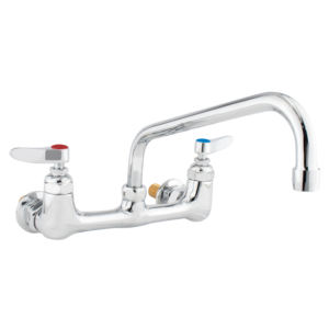 Grifo Mezclador de Cocina Moderno y Funcional, de Latón Cromado, Montado en la Pared, con Doble Manija, Ahorro de Agua y Caño Giratorio - Product Image 1