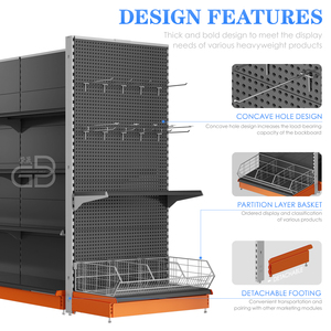 מדפי גונדולה דו-צדדיים כבדים במיוחד לסופרמרקט עם גב פגבורד - Product Image 3