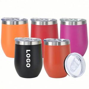 Tasses à café personnalisées en acier inoxydable 304 de 12 oz, à double paroi, en forme d'œuf, avec couvercle - Product Image 1